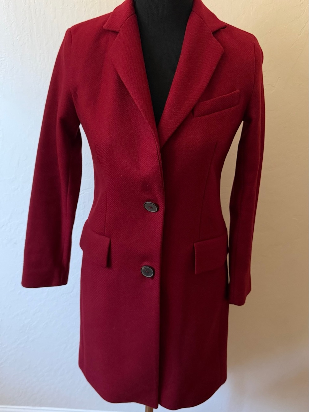 Zara Women's Red Tailored Single-Breasted Coat
